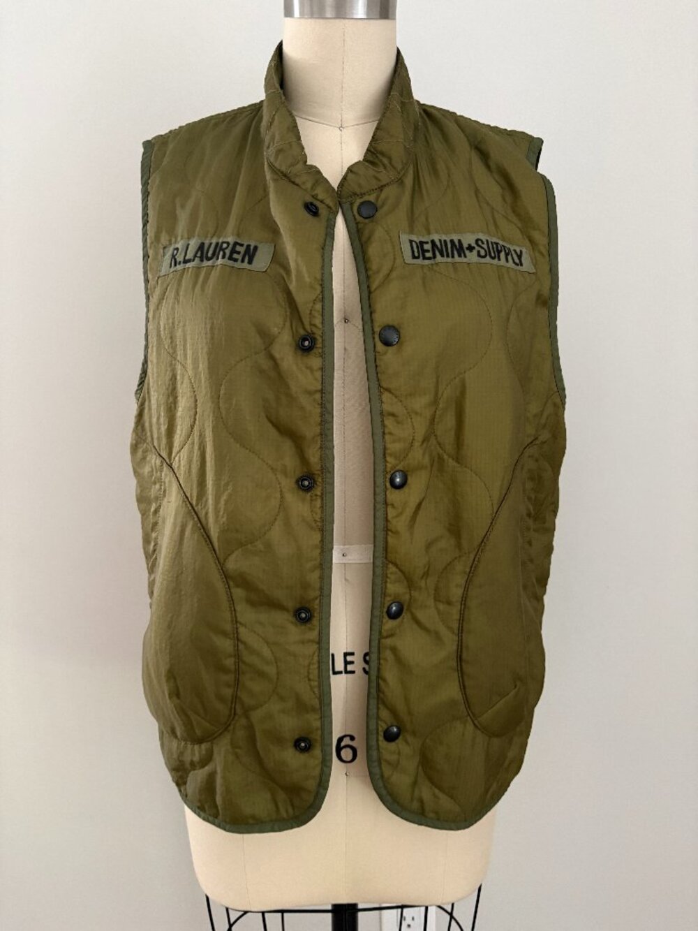 Denim & Supply Ralph Lauren Quilt Distress Military Vest Native American/Flag M